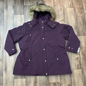 Gallery New York Faux Fur Hooded Jacket Coat Women’s Size 3X Blackberry Purple